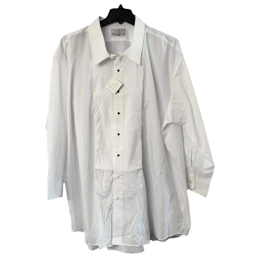 NWT Neil‎ Allyn Mens Long Sleeve White Button Tuxedo Dress Shirt Size 4XL 34/35